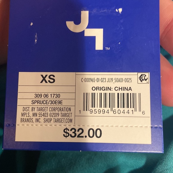 Joy Lab Cropped Fitted Sweatshirt Spruce White Ombre XS - Picture 8 of 10